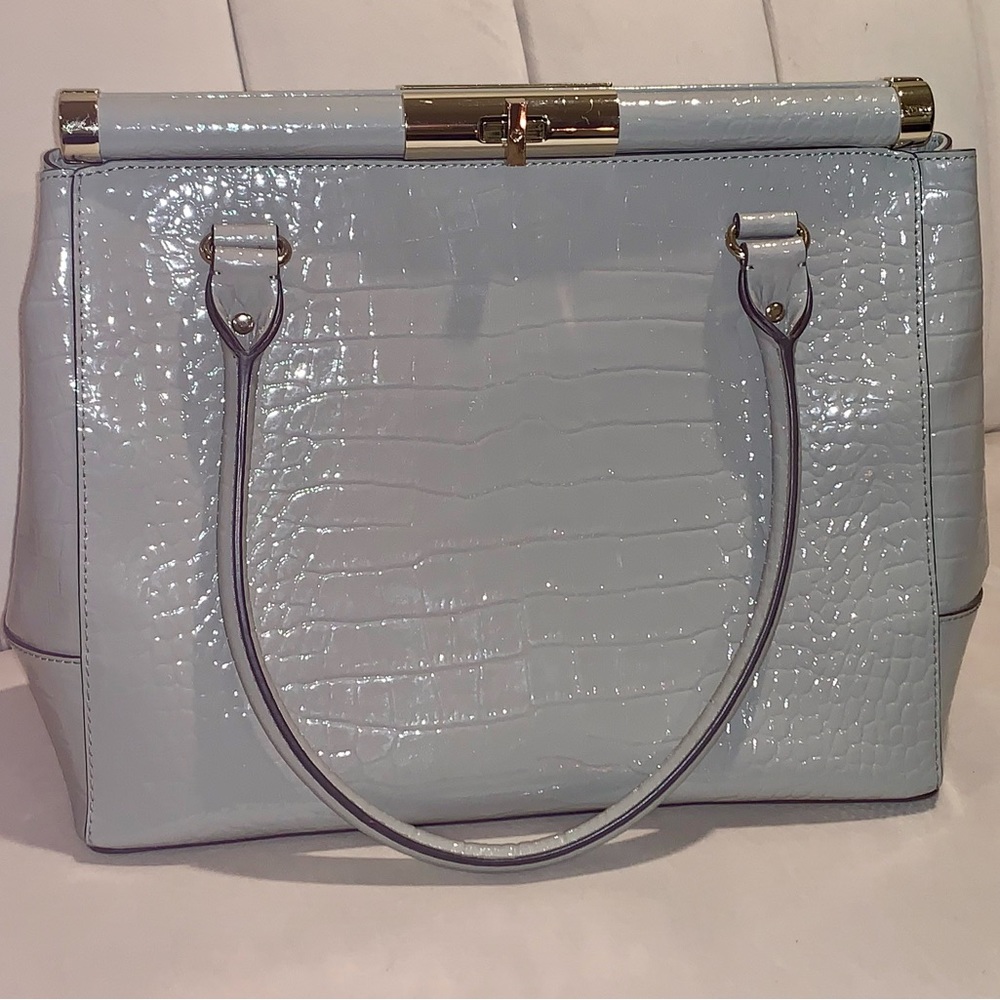 Kate Spade Light Gray Croc-Embossed Satchel Knightsbridge Constantine